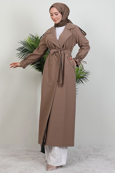 GİZ AGİYİM Μανίκι Trench Mink με λεπτομέρεια από σχοινί