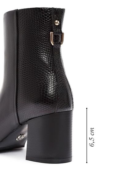 Derimod Women's Black Zippered Thick Heeled Leather Boots 24Wfd 163114