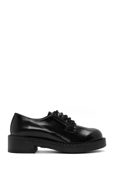 Derimod Black Leather Masculine Women's Shoes - Lace-up, 24WFD 141622