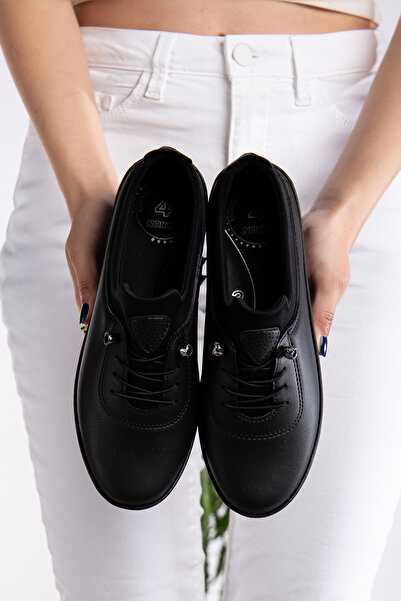 Slipcat Women's Leather Elastic Detailed Mother's Shoes Casual Shoes Ballerinas