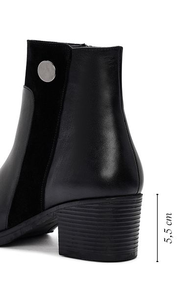 Derimod Black Zippered Thick Heeled Women's Leather Boots - 24Wfd 414414