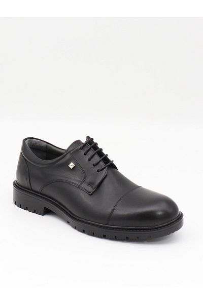 Fosco 2869 Black Genuine Leather Rubber Sole Men's Shoes