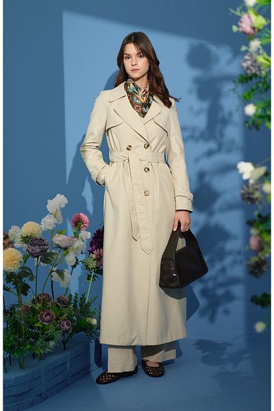 Fatma Atasoy Maxi Trench Coat with Windbreaker Stone