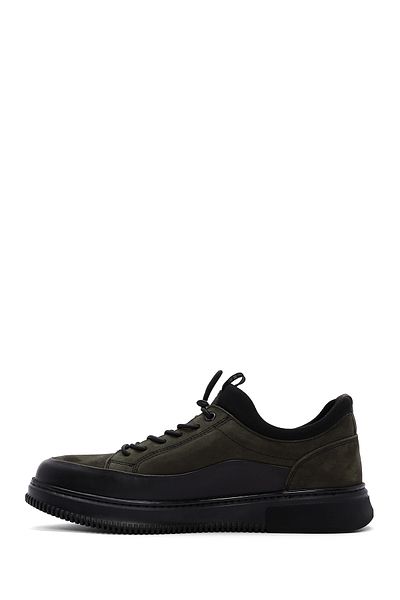 Derimod Khaki Nubuck Leather Men's Sneakers - Lace-up, Casual, 24wfd6761v3