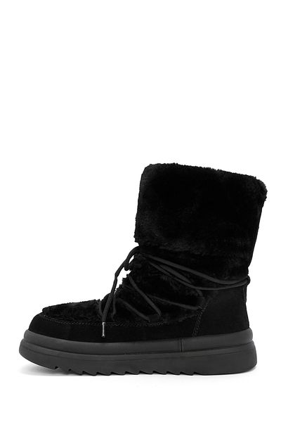 Derimod Women's Black Fur Detailed Leather Boots 24Wfd 405414