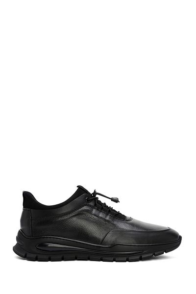 Derimod Black Leather Men's Sneakers - Lace-up, Casual, 24WFD6611FT