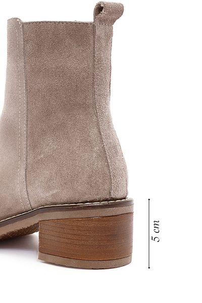 Derimod Women's Mink Zipper Thick Heeled Suede Leather Boots 24Wfd 162710