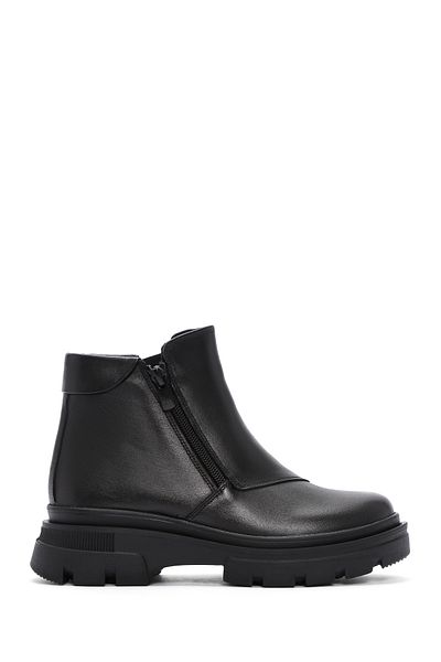 Derimod Women's Black Zippered Leather Boots 24Wfd 360318