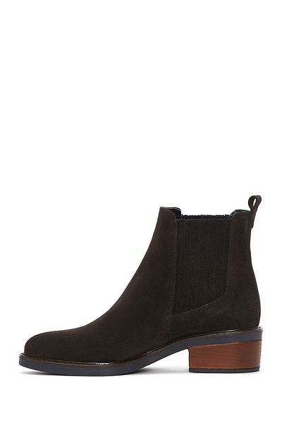 Derimod Women's Anthracite Suede Leather Chelsea Boots 24Wfd 160710