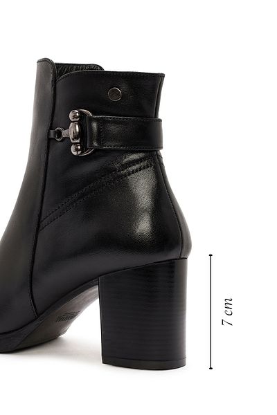 Derimod Women's Black Zippered Thick Heeled Leather Boots 24Wfd 414518