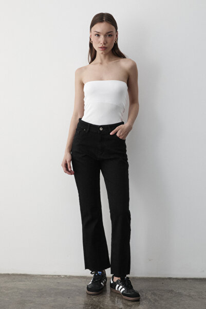 JASTE Kadın Siyah Yüksek Bel Jean Pantolon