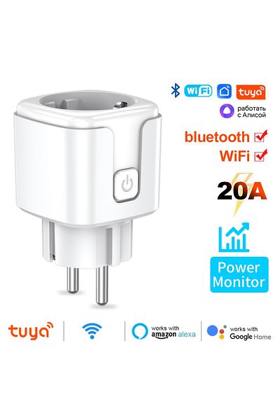 Choice Eu 2 White 20a Smart Socket Eu Wifi Smart Plug Power Ac100-240v Outlet Alexa Google Home Voice Cont