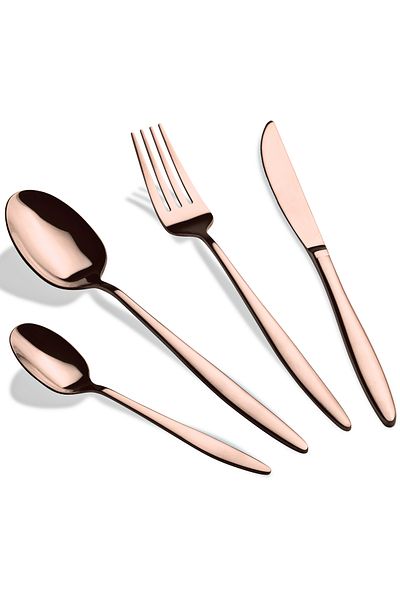 Berlinger Rosegold Cutlery Set Flatware 24 Pcs 6 Person Stainless Steel Rosegold Metallic Line