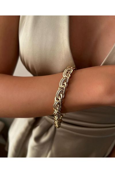 Kyver Thick Bracelet Jeweler Model Thick Weave Tarnish-Free Xuping Vip Series 14K Gold 21cm
