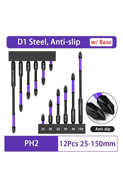 Choice 12pcs (25-150MM) 10/20pcs Ph2 Impact Driver Bit Set Magnetic Cross Screwdriver Set Impact Drill Bit