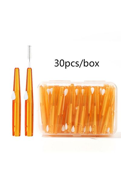 Choice Orange(1.2MM-1.4MM) 30pcs/box Toothpick Dental Interdental Brush 0.6mm-1.5mm Cleaning Between Teeth