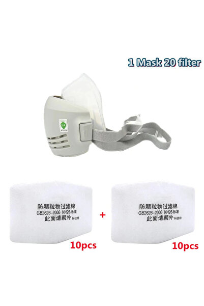 Choice قناع واحد، قناع غبار بـ 20 فلترًا + 20 قطعة من قناع تنفس قطني بنصف الو...