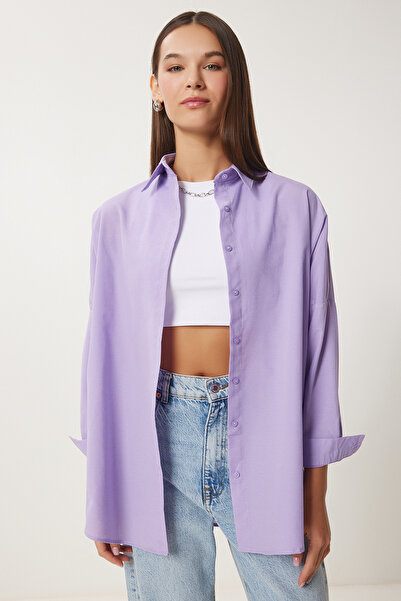 Lovelyİstanbul Oversize Basic Gömlek LİLA LDD0003