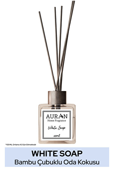 AURAN White Soap - Beyaz Sabun Kare Bambu Çubuklu Oda Kokusu 100ml