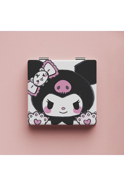 Choice C Sanrio Mirror Portable Small Mirror Hello Kitty Kuromi Portable Folding Mirrors Double-sided Patt.
