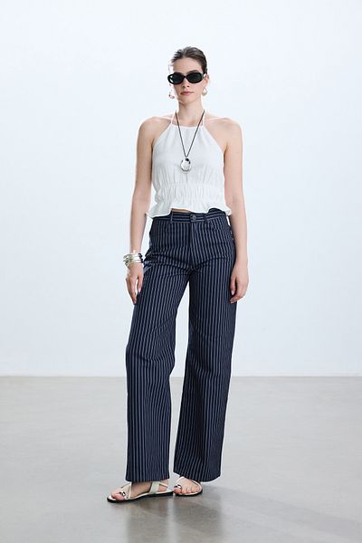 BE BLUE Striped Gabardin Pants