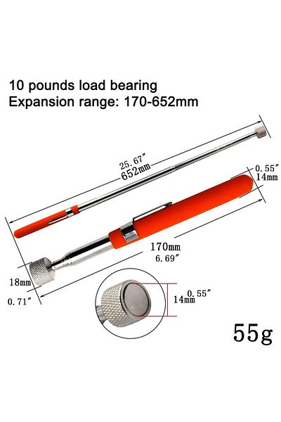 Choice 10 Pounds Orange Magnetic Retractable Pickup Suction Iron Rod Portable Multifunctional Extractor Pen