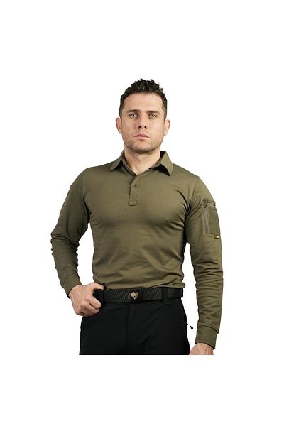 Wolftrap Tactical Tricou tactic Kapan Polo Guler kaki, tricou cu mânecă lungă cu 2 buzunare