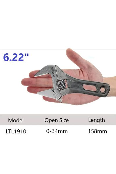 Choice 158mm Adjustable Wrench Large Opening Short Handle Mini Monkey Spanner Laser Scale Rubber Wrapped Ke