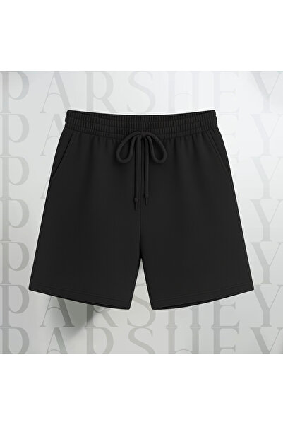 PARSHEY Erkek - Kadın Unisex Geniş Kalıp Yüksek Bel Lastikli Kapri Penye Şort
