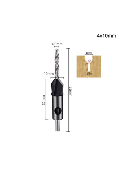 Choice Hexagonal 4x10mm Drill Bit 1pc Woodworking Limit Four Edge Countersink Bit Alloy Head Cone-hole Dril