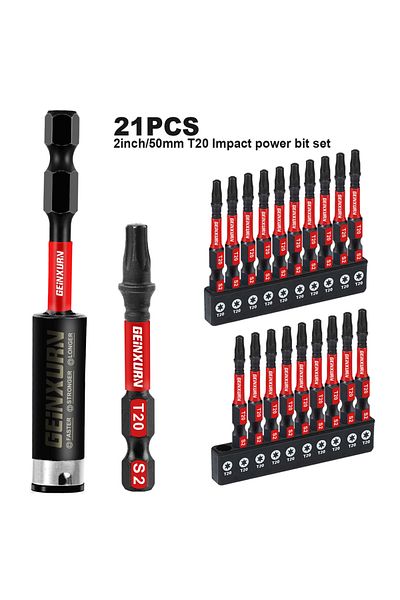 Choice 2inches 21pcs Geinxurn 2inches Impact Magnetic #20 Torx Screwdriver Bit Set,s2 Alloy Steel T20 Power