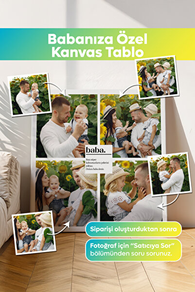 Kişiye Özel - Babalar İçin 4 Fotoğraflı - Kanvas Tablo
