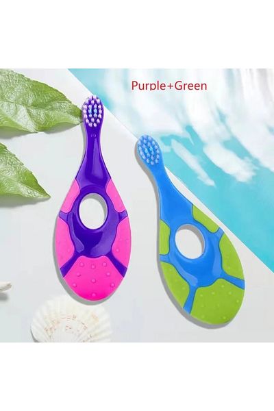 Choice Purple Green 2pcs Kidstoothbrush Children With Soft Bristles Bpa-free Toddler Toothbrush Training De