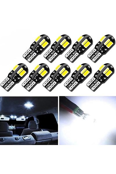 Choice T10 6000k أبيض 10 قطع 10/20 قطعة W5w T10 لمبات LED Canbus 5730 8smd 12 فولت 6000k 194 168 Led خريطة السيارة القبة