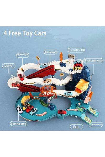 Choice 4-car Dinosaur Mountain Track Car Electric Rail Car Small Train Big Adventure Racing Puzzle Toys Int