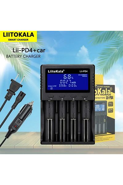 liitokala Lii-PD4(car) Lii-PD4 LCD 3.7V/1.2V/3.2V/3.8V NiMH 18650 16340 18350 18500 21700 20700 2665