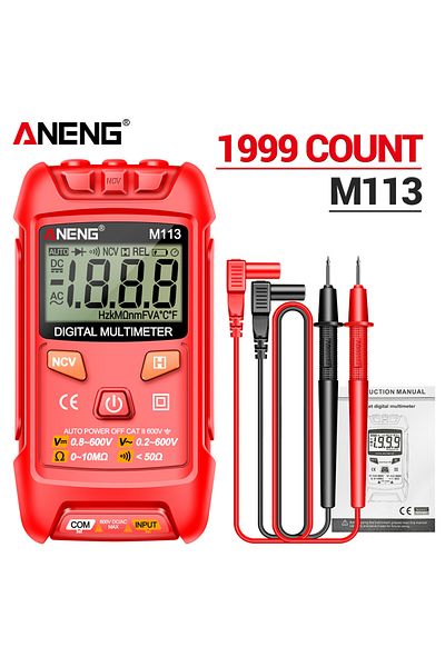 ANENG M113 Red M113 Mini Digital Multimeter Ac/dc Voltage Meter 1999 Counts Multimetro Ohm Ncv Elect