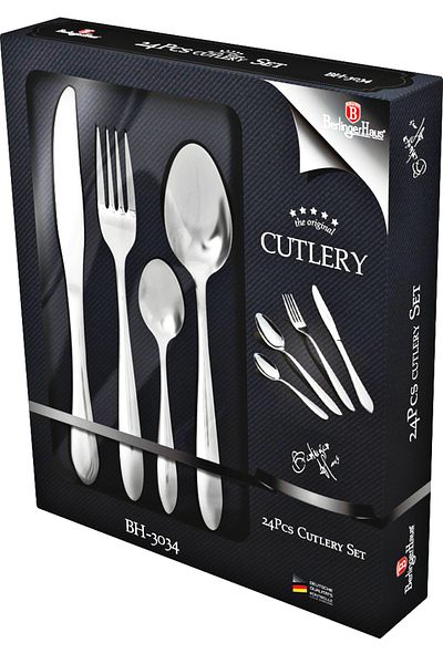 Berlinger Haus 24 Pcs Cutlery Set Flatware Dishwasher Safe Stainless Steel 6 Person Mirror Collection Bh/3034