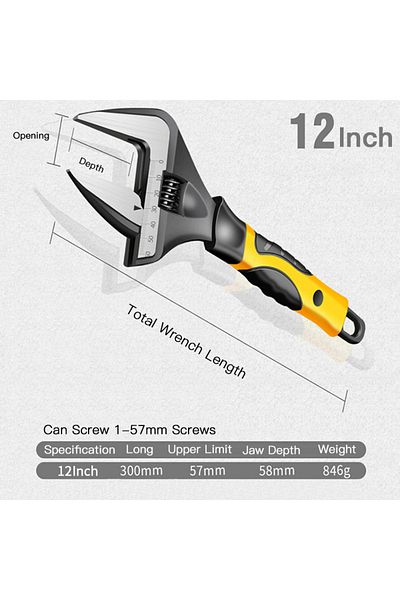 Choice 12 Inch Airaj Adjustable Wrench Stainless Steel Universal Spanner Bathroom Wrench Household Large Op