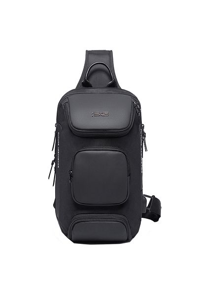 BANGE Men's crossbody backpack, water resistant, with hidden anti-theft pocket BANGE BG7086BK black