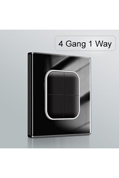 Choice 4 Gang 1 Way Wallpad 1 2 3 4 Gang Wall Light Switch 1 2 Way Black Glas...