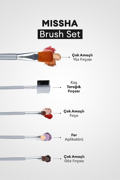 Missha Bag Size Multi-Purpose Makeup Brush Set Brush Set (Gray) (5Pcs)