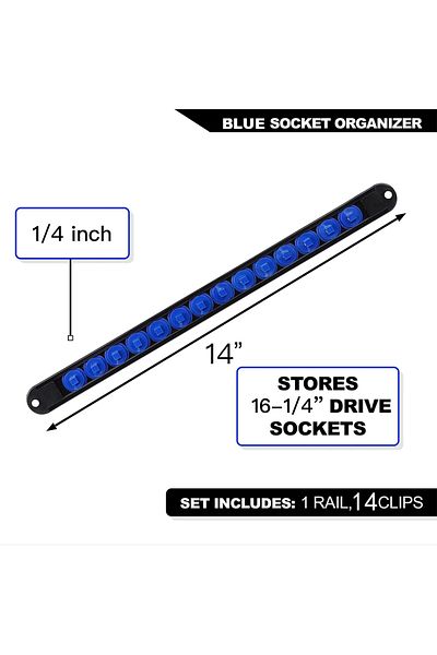 Aideepen 1-4(6.3MM)-blue 1/4" 3/8" 1/2" Wrench Holders Traight Plastic Universal Socket Organizer Rail Bracke