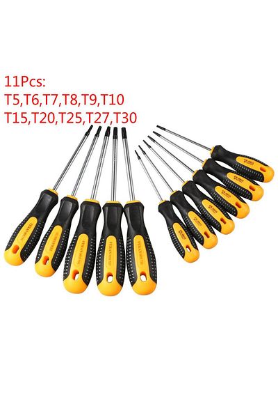 Choice 11pcs T5-t30 Cr-v Security Hole Torx Screwdriver Combination Set Magnetic Screw Driver Bit T5-t30 Ki
