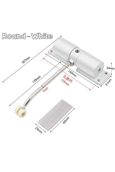 Choice Round-white 30kg Adjustable Tension Door Closer Automatic Safety Spring Heavy Duty Door Closer –easy