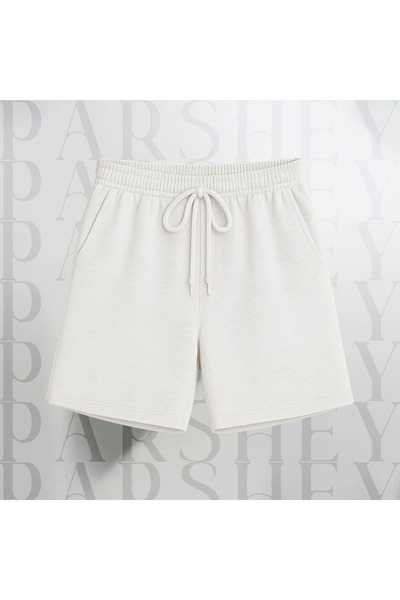 PARSHEY Erkek - Kadın Unisex Geniş Kalıp Yüksek Bel Lastikli Kapri Penye Şort