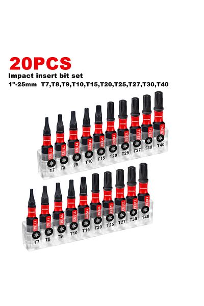 Choice 20pcs Geinxurn 1 Inches T7-t40 Torx Screwdriver Bit Set,impact Tough Magnetic S2 Alloy Steel Star Bi