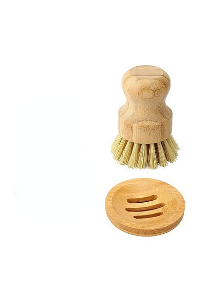 Choice A and C 1pc/2pcs Bamboo Dish Scrub Brush Soap Dish Kitchen Wooden Dish Scrubber Cleaning Brush for W