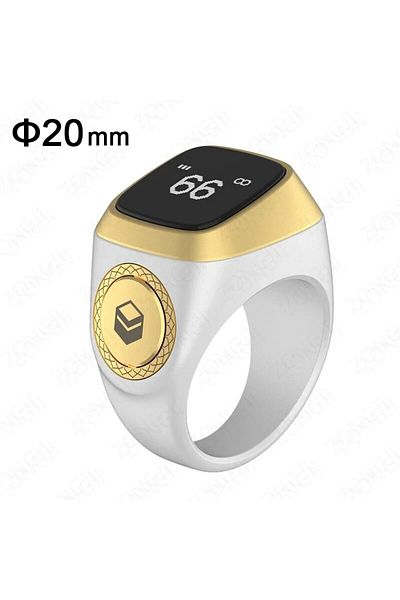 Choice White 20mm Smart Tasbih Tally Digital Counter For Muslims Tasbeeh Zikr Ring 5 Prayer Time Vibration