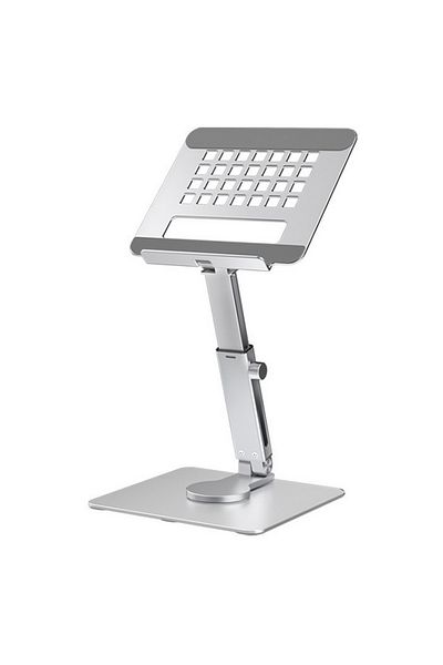 Choice Silver Aluminum Tablet Stand Desk Riser 360° Rotation Multi-angle Height Adjustable Foldable Holder